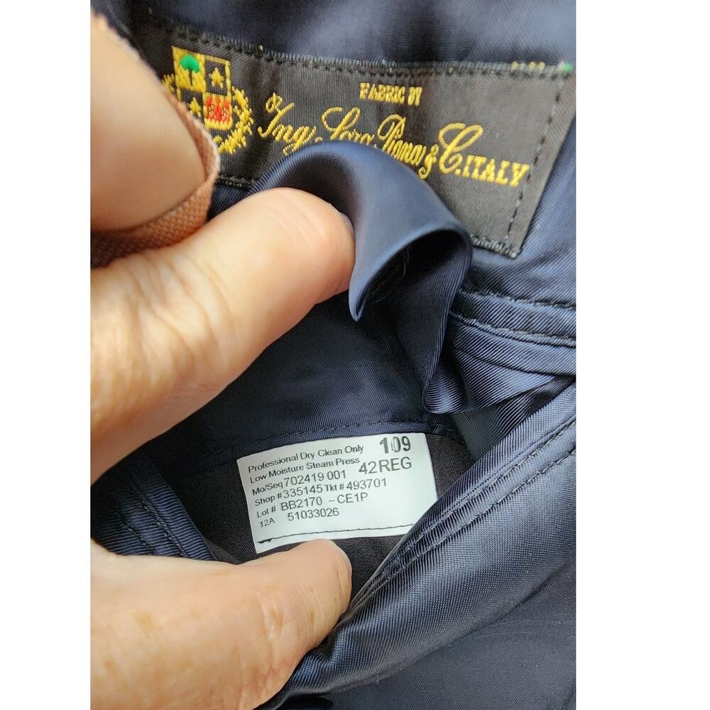 Men's Brooks Brother Loro Piana Wool Blue Navy Blazer Size 42 Reg - Picture 9 of 13